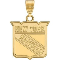 14к жълто злато НХЛ Логоарт Ню Йорк Рейнджърс среден висулка