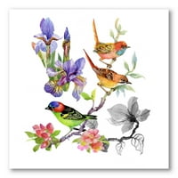 Цветни птици и тропически цветя рисувам платно Арт Принт