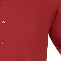 Мъжки Дълъг ръкав тънък годни тухлена червена рокля ризи