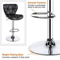 Алден дизайн регулируема облегалка за кожа бар стол, комплект от 2, черен