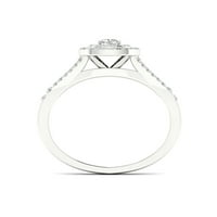 1 2К ТДВ диамантен с стерлинги Сребърен Двоен ореол булчински комплект