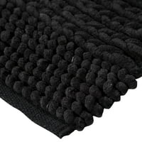 Луксозен плюшен и плетен мек контур Ченил извънгабаритен килим-черен
