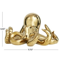 12 7 Златна керамична октопод Скулптура с текстурирани пипала