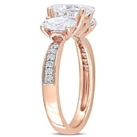 1-Каратов Т. Г. в. Моасаните 10к Розово Злато 3-каменен годежен пръстен