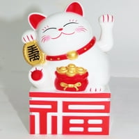5 Усмихната Късметлийска Котка Манеки Неко Бяла, Призоваваща За Щастие Офис Домашен Декор. Подарък Б11674-1