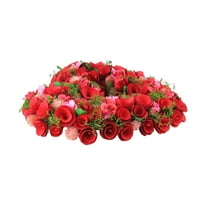 14 червен и розов Свети Валентин изкуствен пролетен цветен венец във формата на сърце
