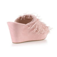 Дамски сандали с клин на платформа в розово