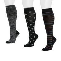Жените редовен ширина Найлон коляното-висока компресия чорапи, чифт пакет