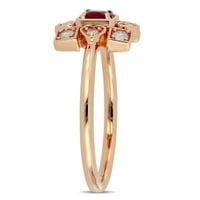 Миабела Женски карат Т. Г. в. Рубин и каратов диамант 10кт Розово злато занаятчийски пръстен