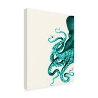 Марка изящно изкуство 'октопод зелено и крем а' платно изкуство от фаб фънки
