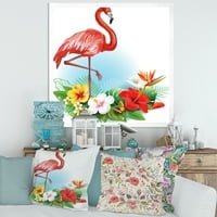 Дизайнерска аранжировка с фламинго и тропически цветя