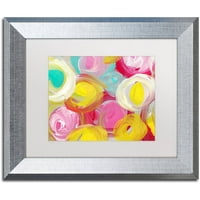 Търговска марка изобразително изкуство 'розови градински кръгове 3' платно изкуство от Ейми Вангсгард, бяла