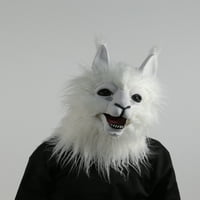 Начин за празнуване на възрастен Един размер Хелоуин маска Бяла челюст движение алпака маска с подвижна уста