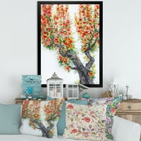Цъфтящи цветя на едно старо дърво през пролетта и рамкирани живопис платно изкуство печат