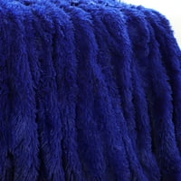 Уникални Изгодни Сделки Шаги Фау Кожа Декоративно Одеяло Кралско Синьо Пълно
