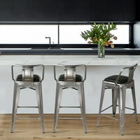 Дизайн група брояч Височина ниски обратно метални столове с веган кожена седалка, метал