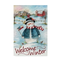 Търговска марка изобразително изкуство снежен човек Ферма сцена добре дошли зимата Платно изкуство от Мелинда