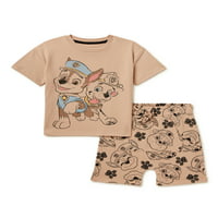 Тениска и шорти за малки деца, комплект от 2 части, размери месеци-5т