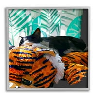 Ступел индустрии гушкане котка уютен релаксиращ домашен любимец графично изкуство сива рамка изкуство печат
