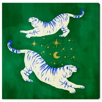 Уинууд студио платно изумрудени тигри мечтаещи животни Котки стена изкуство платно печат зелен Изумруд 12х12