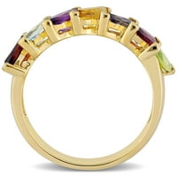 Миабела жените мулти-Скъпоценност жълто злато флаш покритие стерлинги сребро полу-вечността Годишнина пръстен