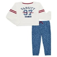 Уютен конфитюри Момичета Дълъг ръкав Топ с панталони термо пижама комплект, 2-парче, размери 4-16