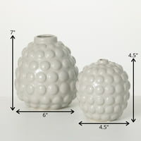 4.5х Съливан керамични балон елипса Вази комплект от 2, сметана