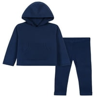 Модерни моменти от Гербер® пуловер за бебе момче и малко дете плетена качулка и панталони комплект, 2-парче,
