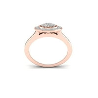 5 8кт ТДВ диамант 10к Розово злато Двоен ореол годежен пръстен