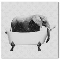 Уинууд студио Принт слон бани вана и перални вани Стенно изкуство платно Принт Черно 12х12