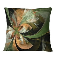 Дизайнарт оранжево и зелено голямо фрактално цвете - флорална възглавница за хвърляне-18х18
