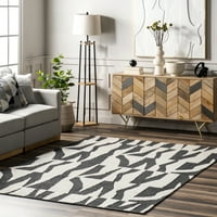 ръчно изработен модерен Абстрактен килим, 6' 9', дървени въглища