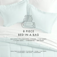 Благородно спално бельо 8-парче Аква легло в чанта микрофибър спален комплект, дамаска