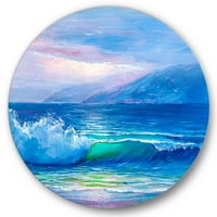 Сини вълни се разбиват на плажа пейзаж и живопис Арт принтове
