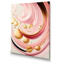 Дизайнарт розови и златни абстрактни кръгове и платно изкуство за стена