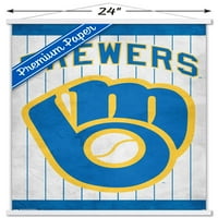 Милуоки пивовари-ретро лого плакат за стена с дървена магнитна рамка, 22.375 34