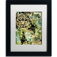 Търговска марка изобразително изкуство Леопард мастило платно изкуство по цвят Пекарна, бял мат, черна рамка