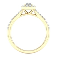Имперски годежен пръстен с диамантено Ореолче от 10к жълто злато