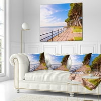 Дизайнарт алея и борови дървета в Италия - пейзажна възглавница за стена-16х16