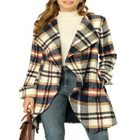 Дамски шал яка асиметрични подгъва колан каре палто