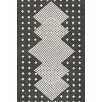 килим с ръчно тъфтинг геометрична вълна, 5 '8', Черен