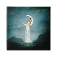Ступел индустрии планински океан пейзаж Луна рокля водопад платно стена изкуство, 24, дизайн от Паула Бел