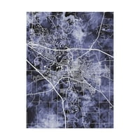 Изобразително изкуство Айова карта на града синьо платно изкуство от Майкъл Томпсет