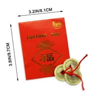 Китайски червен плик с Фън Шуй древни монети традиционен червен пакет Лъки Патчер за Нова година сватба рожден