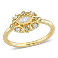 Миабела Женски карат Т. в. Маркиз-шлифован диамант 14кт жълто злато Маркиз център хало пръстен