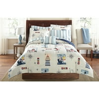 Крепежи 8-парче Детски Лайтхаус легло в чанта координирани легла, ЦАР-Утешител, чаршафи, калъфки за възглавници