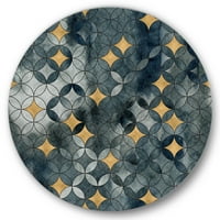 Дизайнарт 'геометрия златни звезди с пресичащи се кръгове' модерен кръг метал Арт-диск от 23