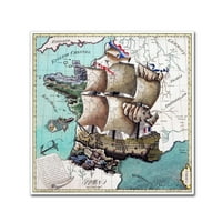Изобразително изкуство карта на Франция като кораб платно изкуство от винтидж Лавойе