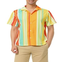 Уникални изгодни мъжки летни райета риза с къс ръкав Бутон надолу плажни ризи