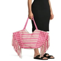 Без граници женски възрастни Ресни Плаж пазарска чанта розова страст